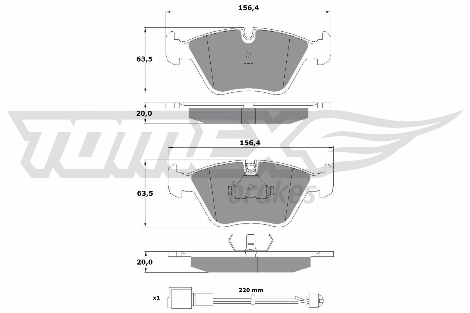 Sada brzdových destiček, kotoučová brzda TOMEX Brakes